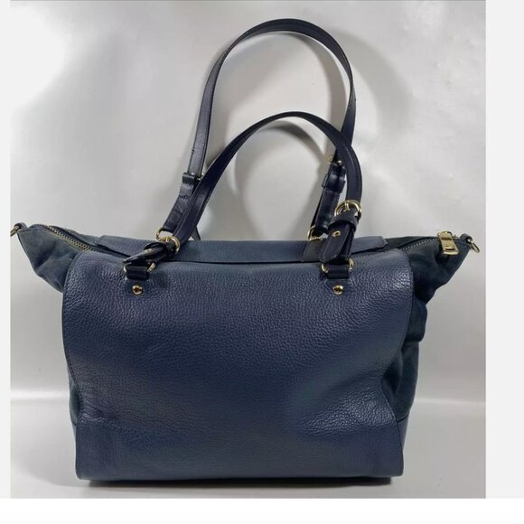COACH C5689 KLEO CARRYALL BLUE LEATHER TOTE BAG - Picture 2 of 8